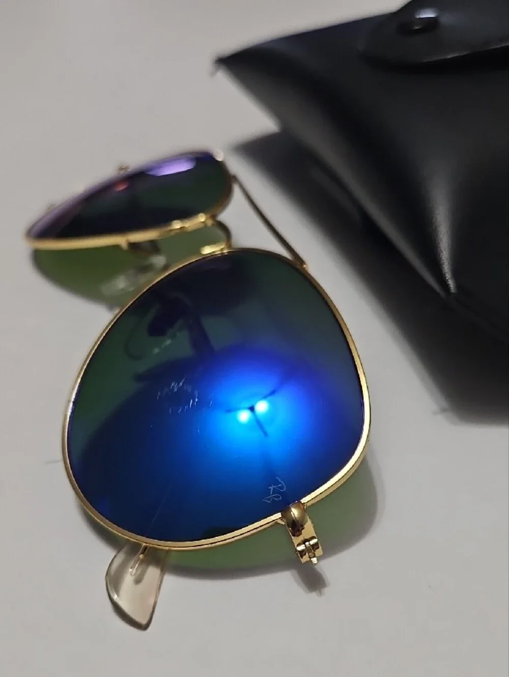 Ray-Ban RB3025 Men’s Gold Aviator Sunglasses W/ Blue Mirrored Lenses 58 14 130